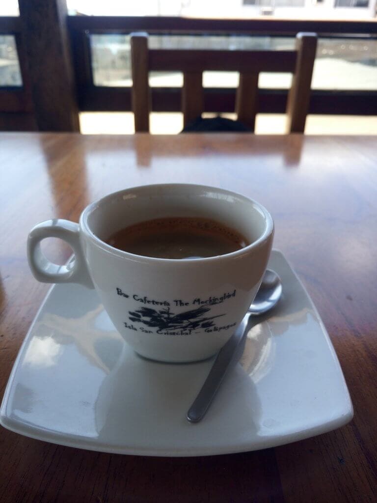 A picture of a coffee cup in The Galapagos Islands