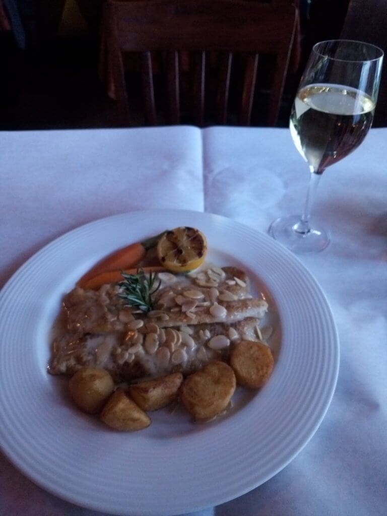 Picture of a dinner plate of fish at a restaurant in DC.