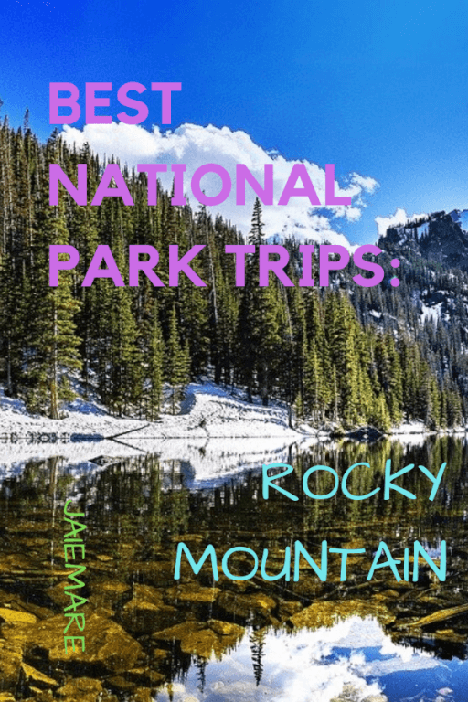 Trees and mountains in Rocky Mountain National Park in Colorado.