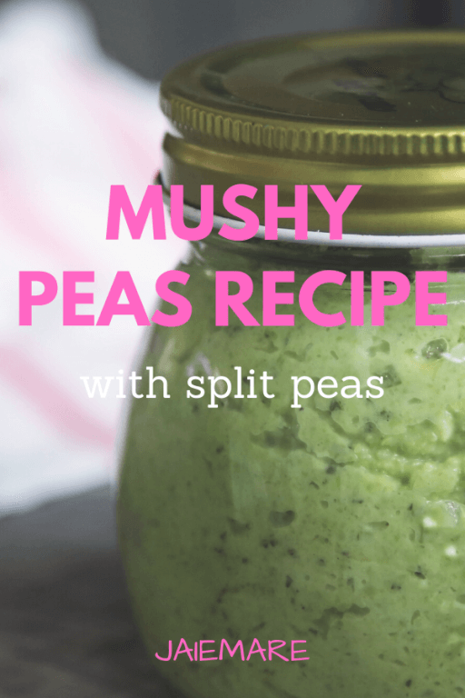 mason jar of mushy peas